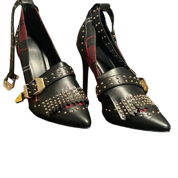 HAND MADE BEAUTIFUL ELEGANT WOMEN  SHOES COLOR RED AND BLACK  SIZE 9 - Picture 1 of 7